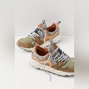 Free People Olive and Tan Sneakers